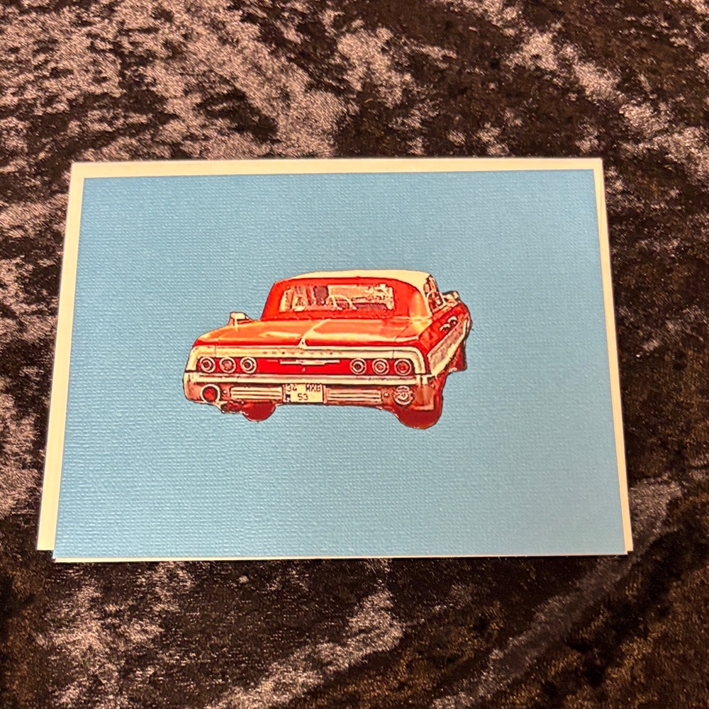 Classic Car Greeting Card - Red and Blue